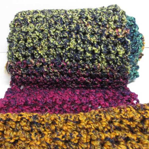 MultiColor Rainbow Scarf 140"x9" Extra Long Wide Chunky Handmade Crochet Knit - Picture 4 of 9